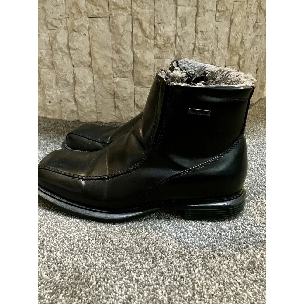 DEXTER Size 10 Mens Black Fur Lined Square Toe Dapper Snow Shoe Boots Waterproof